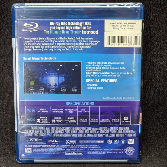 Chain Reaction Blu-Ray Disc Beyond High Definition New Movie Keanu Reeves 20th - Picture 3 of 4